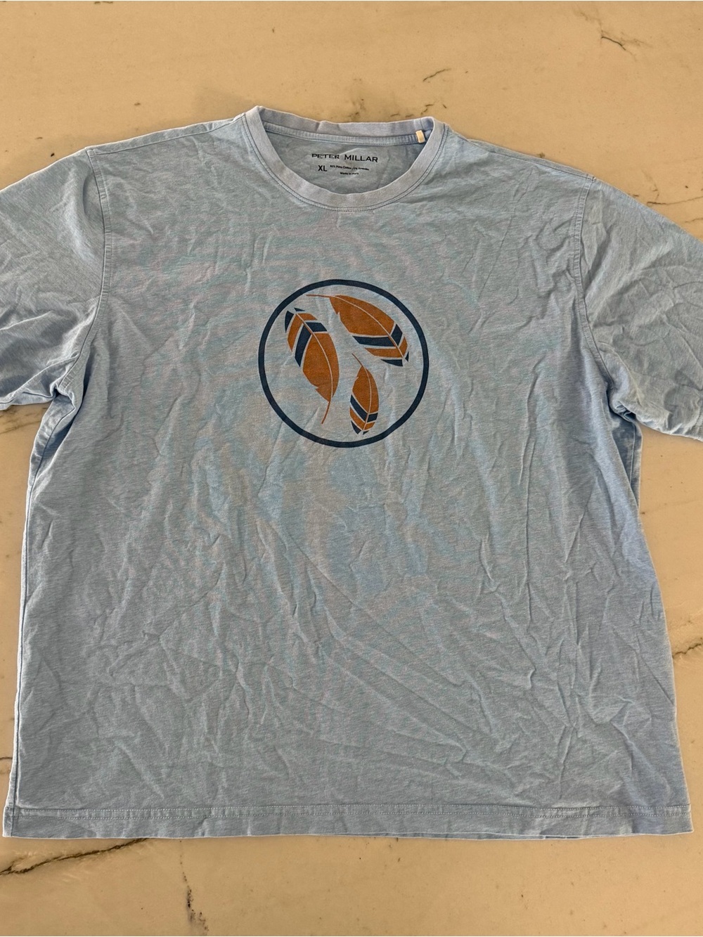 Peter Millar Shirt Mens XL Blue Feather Golf Graphic Tee